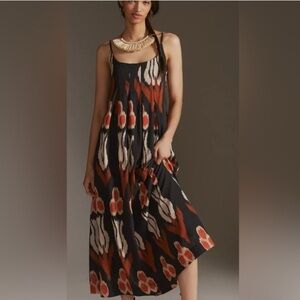 Anthropologie Black and Orange Maxi Dress